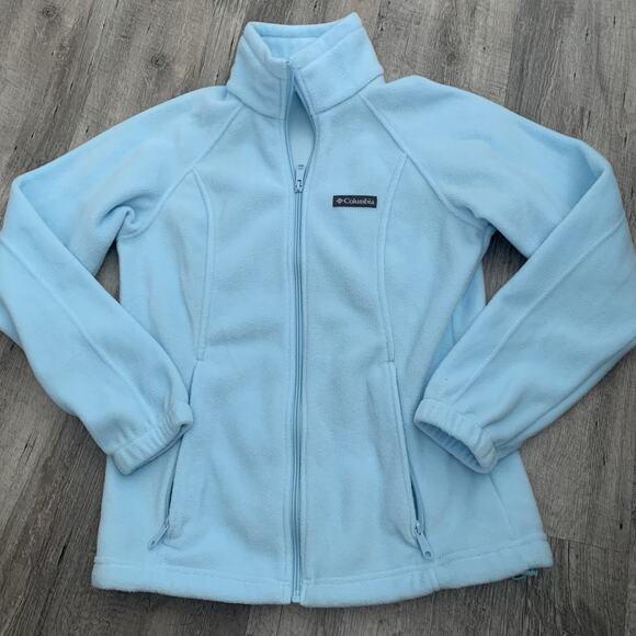 Columbia Benton Springs Fleece Jacket Womens Small Light Aqua Full Zip WL6114 - Picture 1 of 6